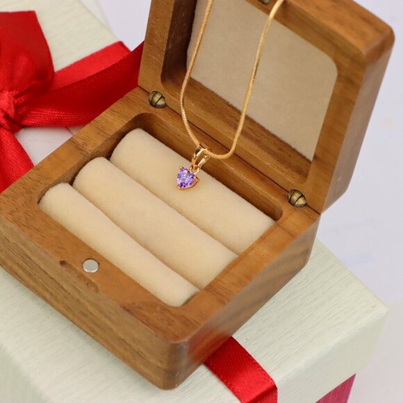 "Elegant Heart-Shaped Purple Pendant in Gold, XPPT1304 - Picture 11 of 12